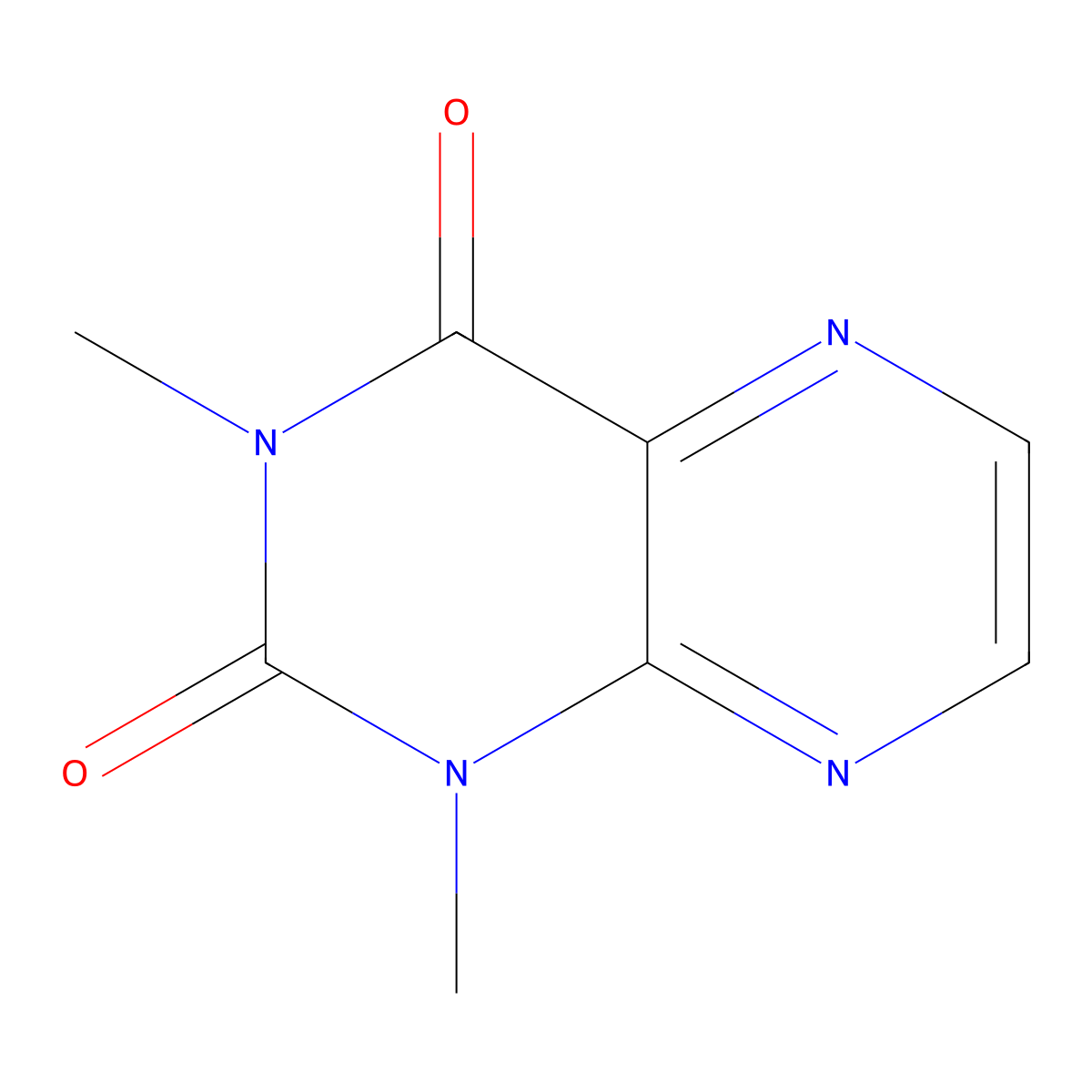 2,4(1H,3H)-Pteridinedione, 1,3-dimethyl- molecular structure, CAS 13401-18-8