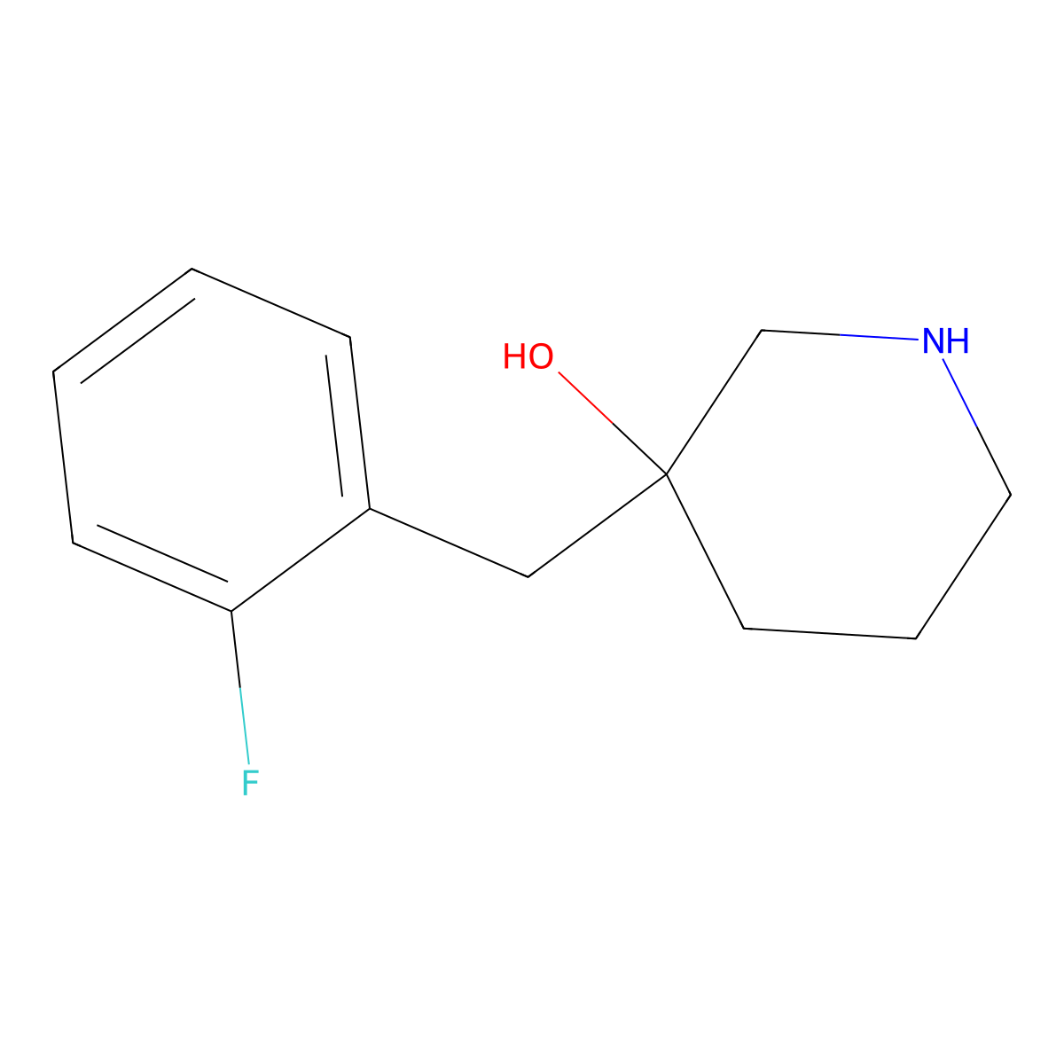 3-[(2-Fluorophenyl)methyl]piperidin-3-ol molecular structure, CAS 1340100-40-4