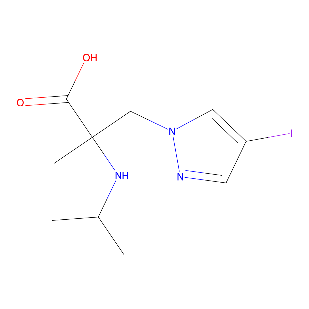 3-(4-Iodo-1h-pyrazol-1-yl)-2-(isopropylamino)-2-methylpropanoic acid molecular structure, CAS 1340100-46-0