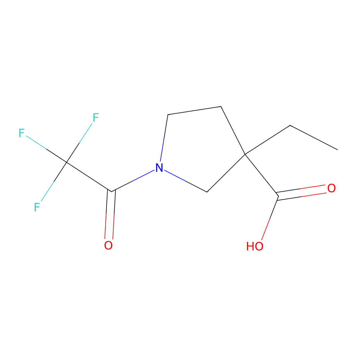 3-Ethyl-1-(2,2,2-trifluoroacetyl)pyrrolidine-3-carboxylic acid molecular structure, CAS 1340102-10-4