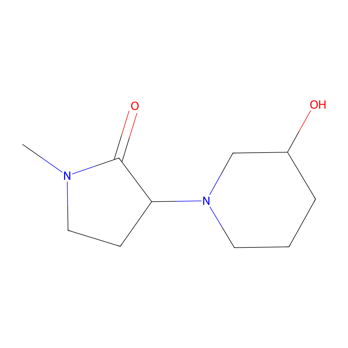 3-(3-Hydroxypiperidin-1-yl)-1-methylpyrrolidin-2-one molecular structure, CAS 1340107-00-7