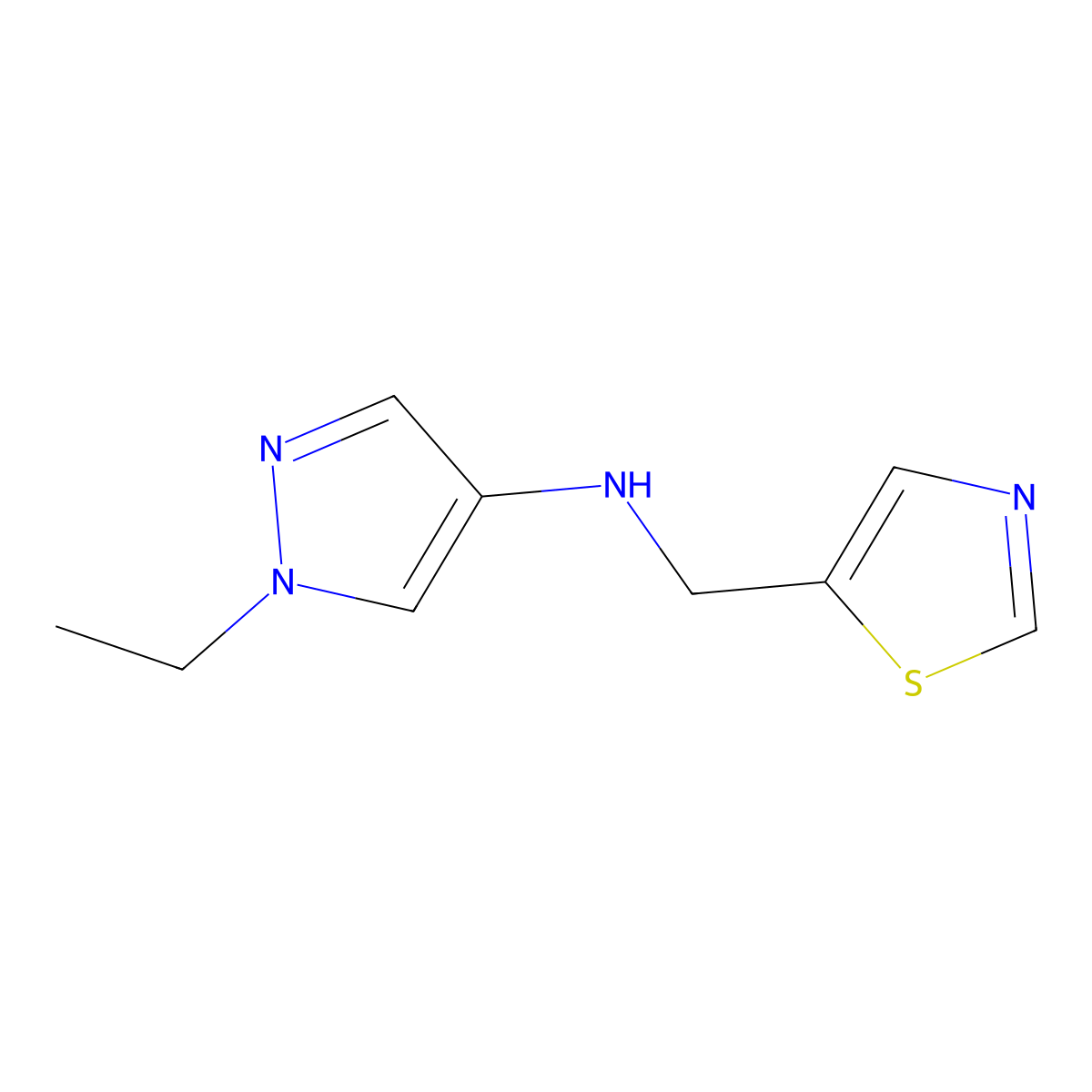 1-ethyl-N-[(1,3-thiazol-5-yl)methyl]-1H-pyrazol-4-amine molecular structure, CAS 1340110-59-9