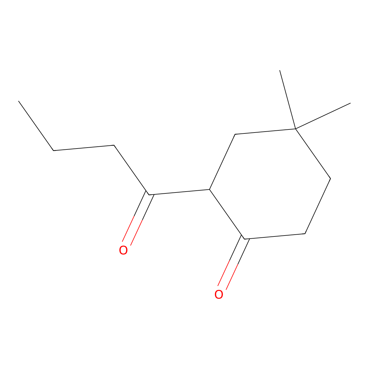 2-Butanoyl-4,4-dimethylcyclohexan-1-one molecular structure, CAS 1340110-89-5