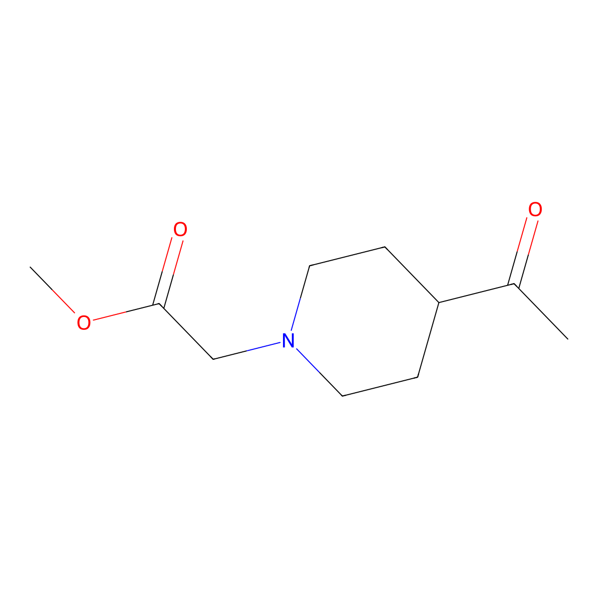 Methyl 2-(4-acetylpiperidin-1-yl)acetate molecular structure, CAS 1340113-79-2