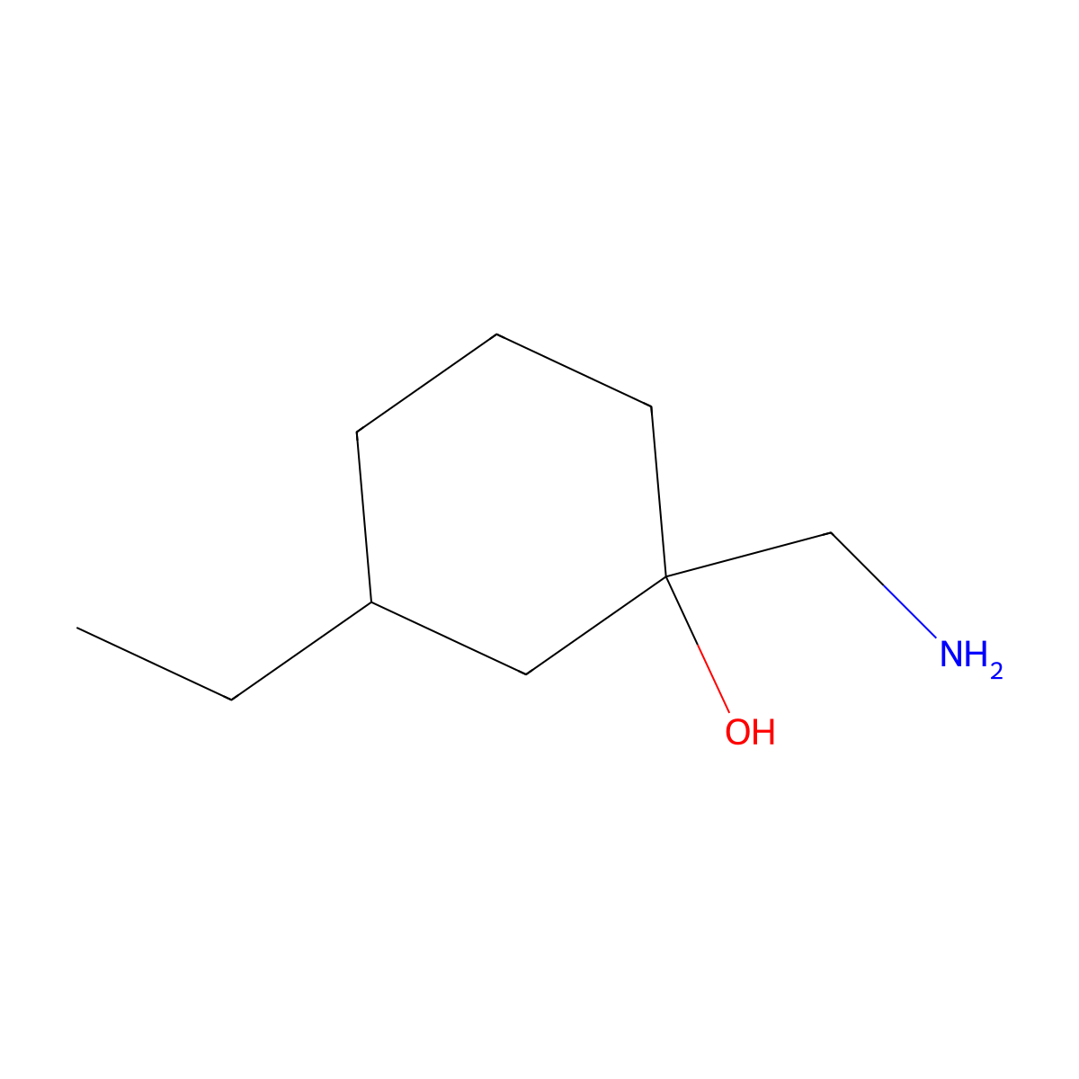 1-(Aminomethyl)-3-ethylcyclohexan-1-ol molecular structure, CAS 1340115-97-0