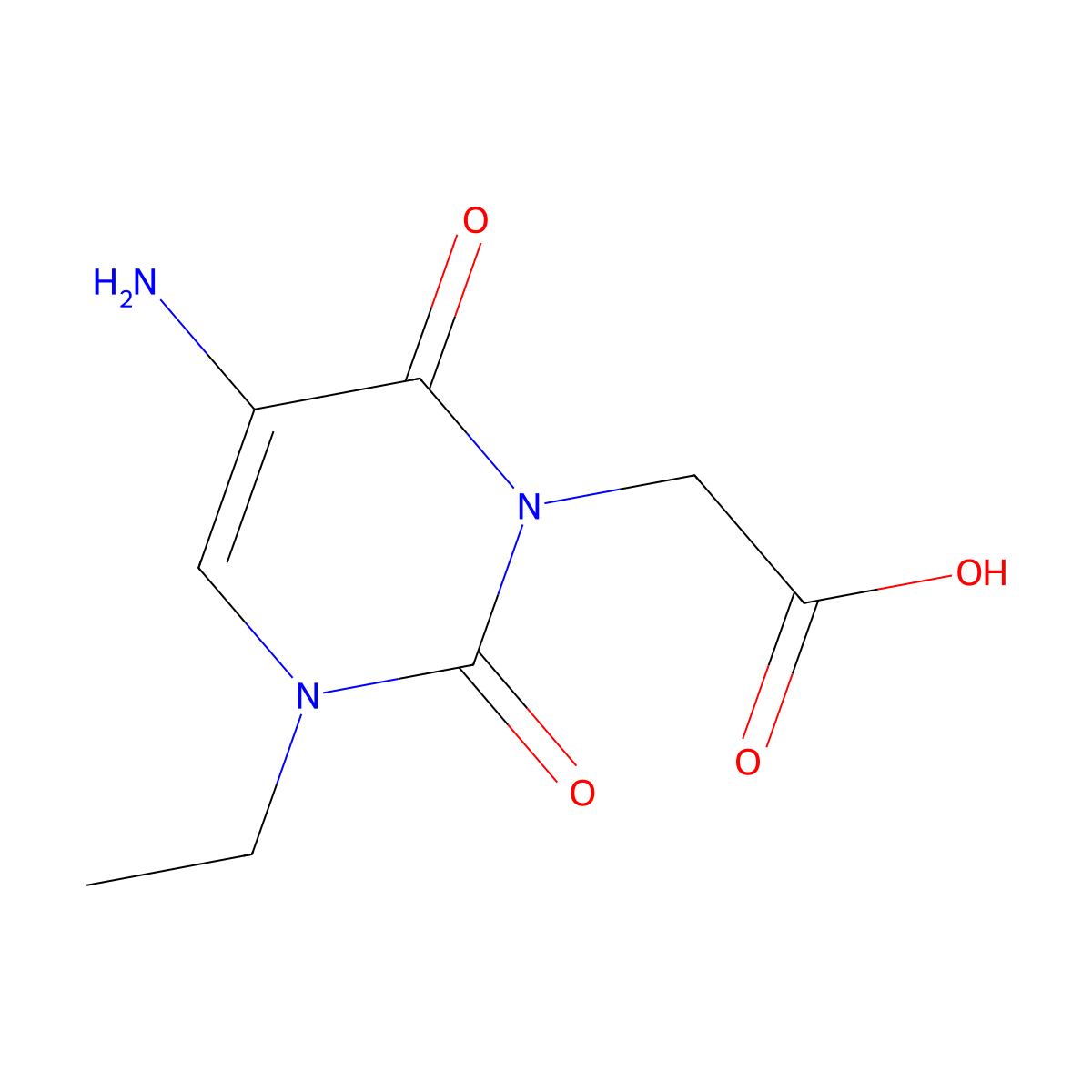 2-(5-Amino-3-ethyl-2,6-dioxo-3,6-dihydropyrimidin-1(2h)-yl)acetic acid molecular structure, CAS 1340119-75-6
