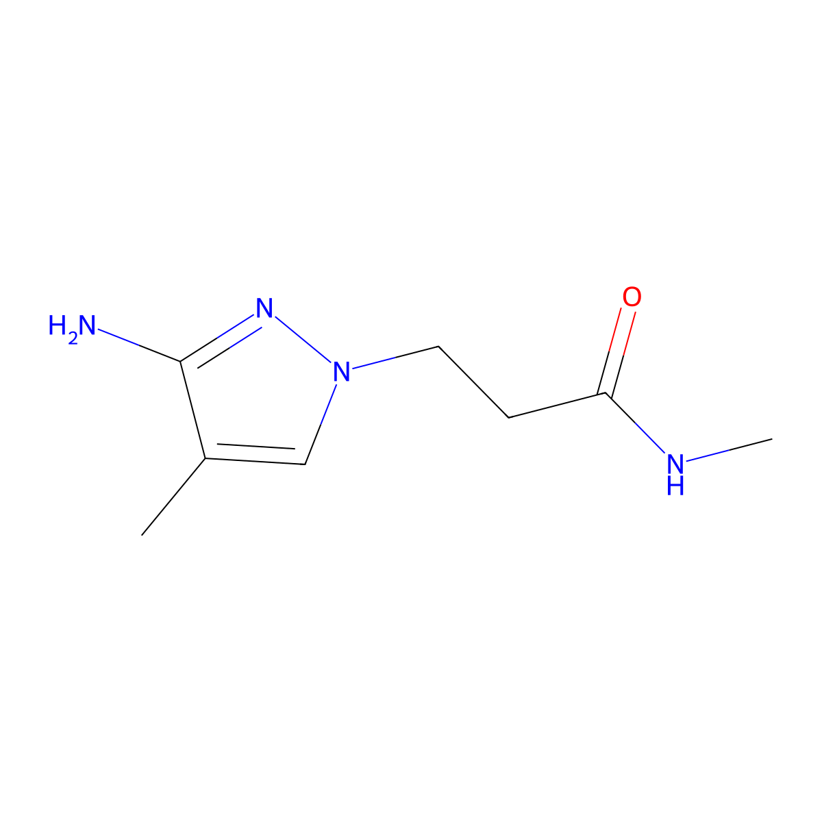 3-(3-amino-4-methyl-1H-pyrazol-1-yl)-N-methylpropanamide molecular structure, CAS 1340120-39-9