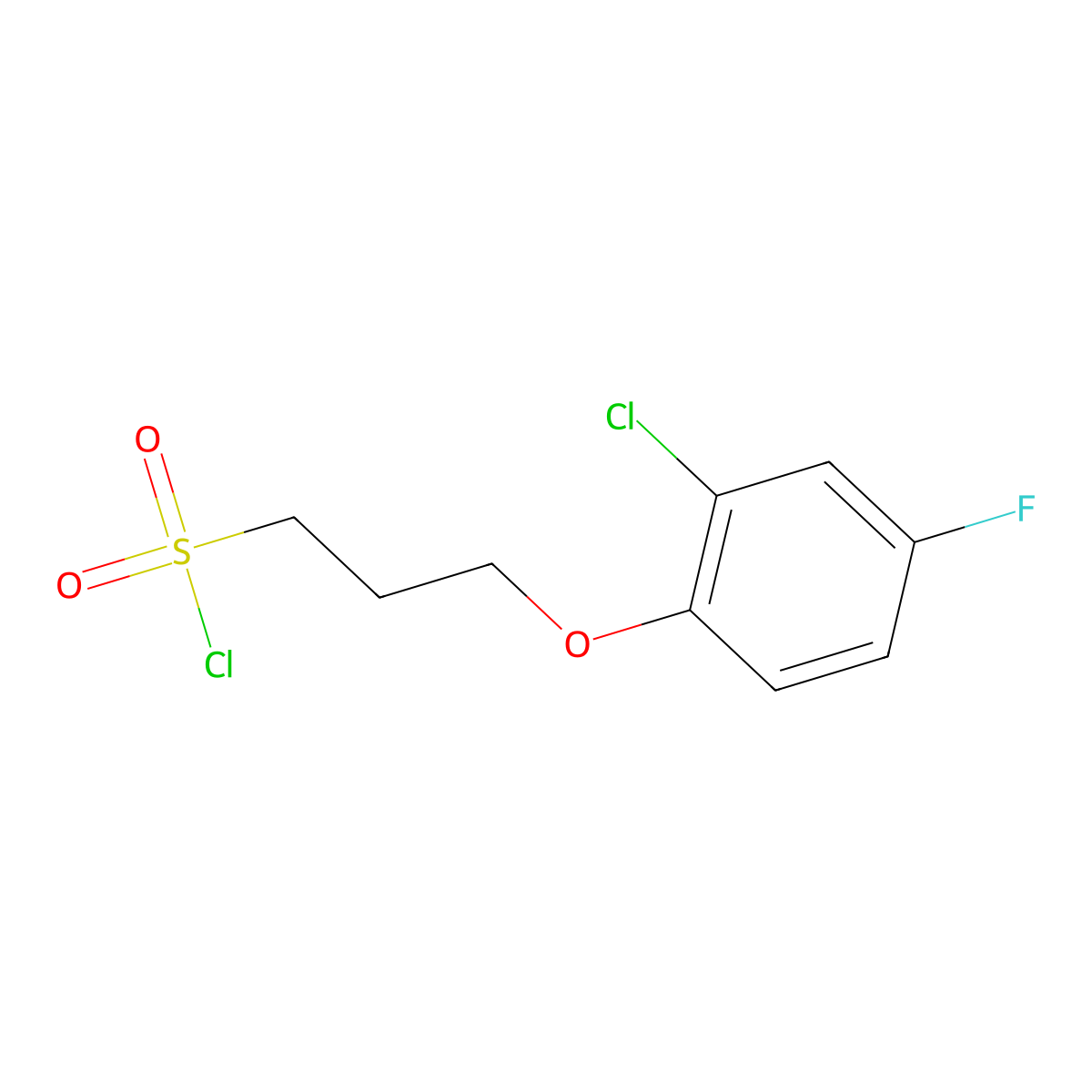 3-(2-Chloro-4-fluorophenoxy)propane-1-sulfonyl chloride molecular structure, CAS 1340129-74-9