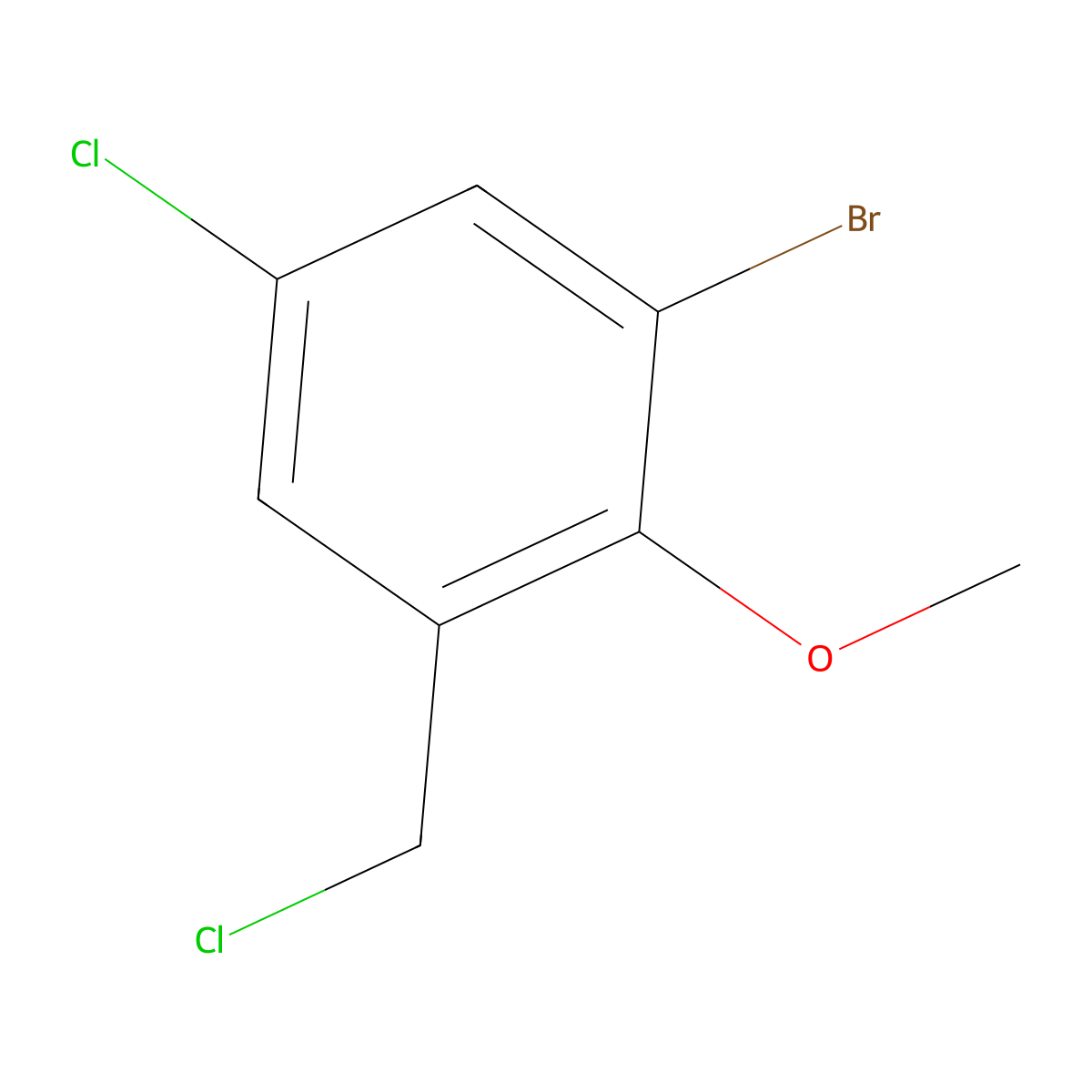 1-Bromo-5-chloro-3-(chloromethyl)-2-methoxybenzene molecular structure, CAS 1340130-27-9