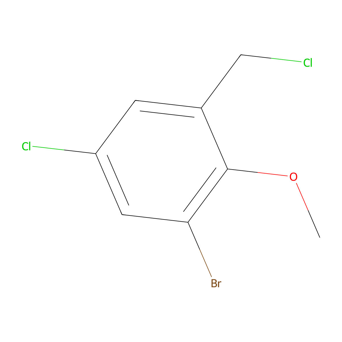 1-Bromo-5-chloro-3-(chloromethyl)-2-methoxybenzene molecular structure, CAS 1340130-27-9