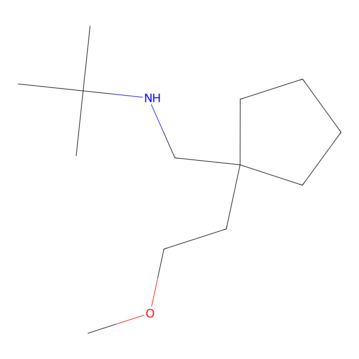 Tert-butyl({[1-(2-methoxyethyl)cyclopentyl]methyl})amine molecular structure, CAS 1340130-34-8