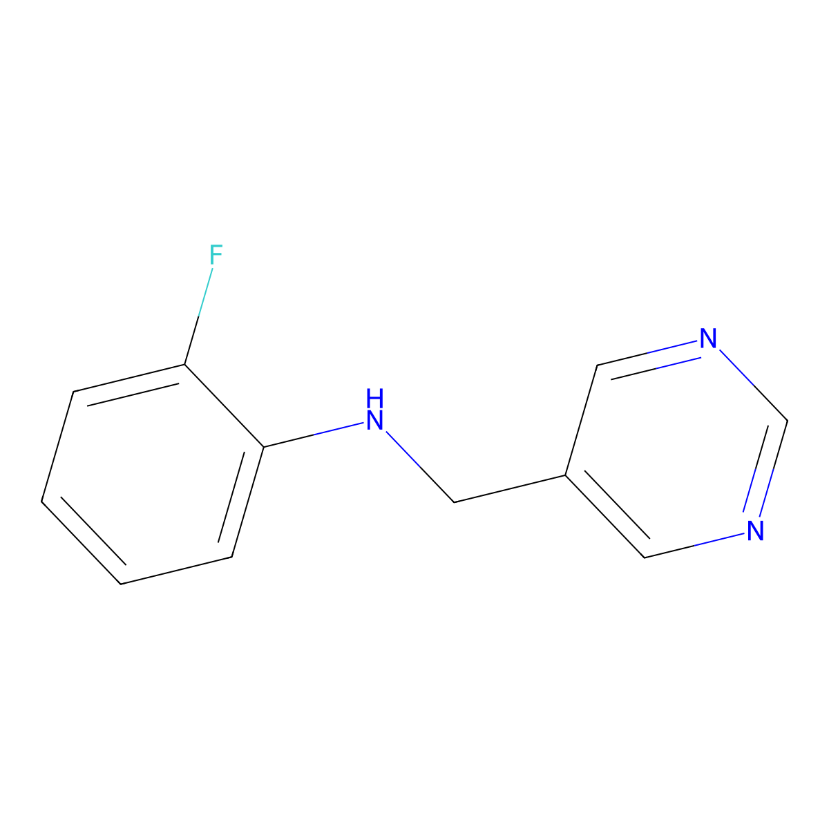 2-fluoro-N-(pyrimidin-5-ylmethyl)aniline molecular structure, CAS 1340132-06-0