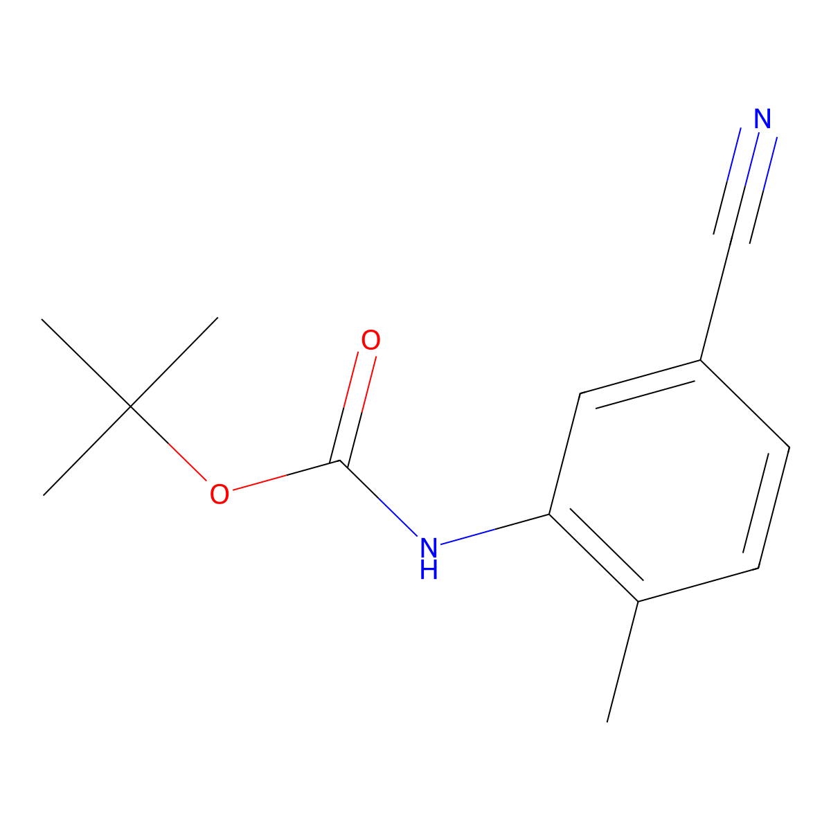 tert-butyl N-(5-cyano-2-methylphenyl)carbamate molecular structure, CAS 1340132-80-0