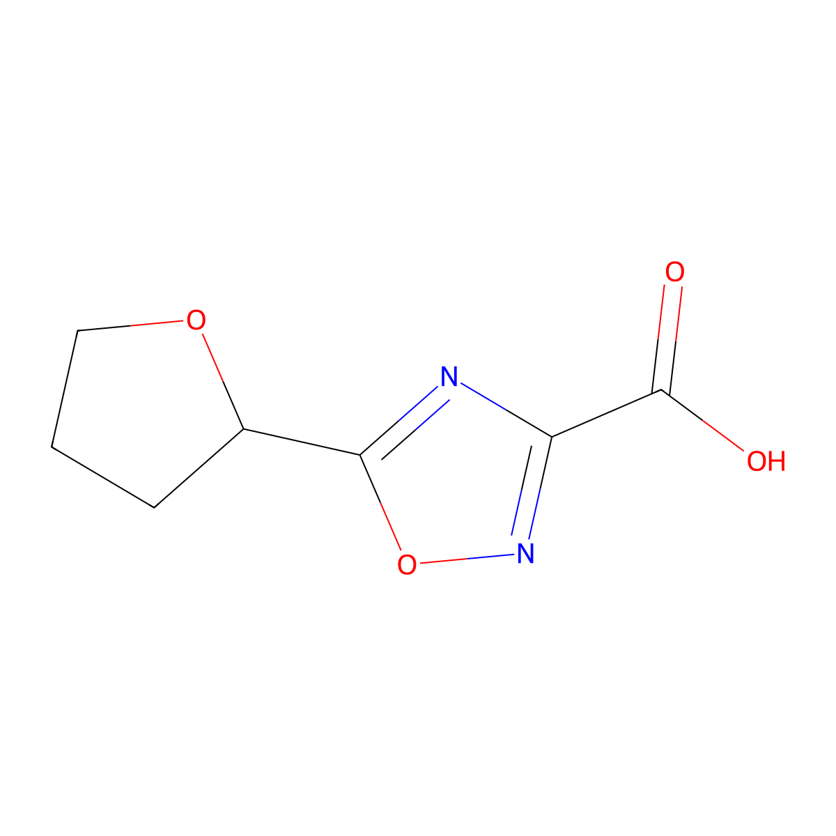 5-(Oxolan-2-yl)-1,2,4-oxadiazole-3-carboxylic acid molecular structure, CAS 1340138-57-9