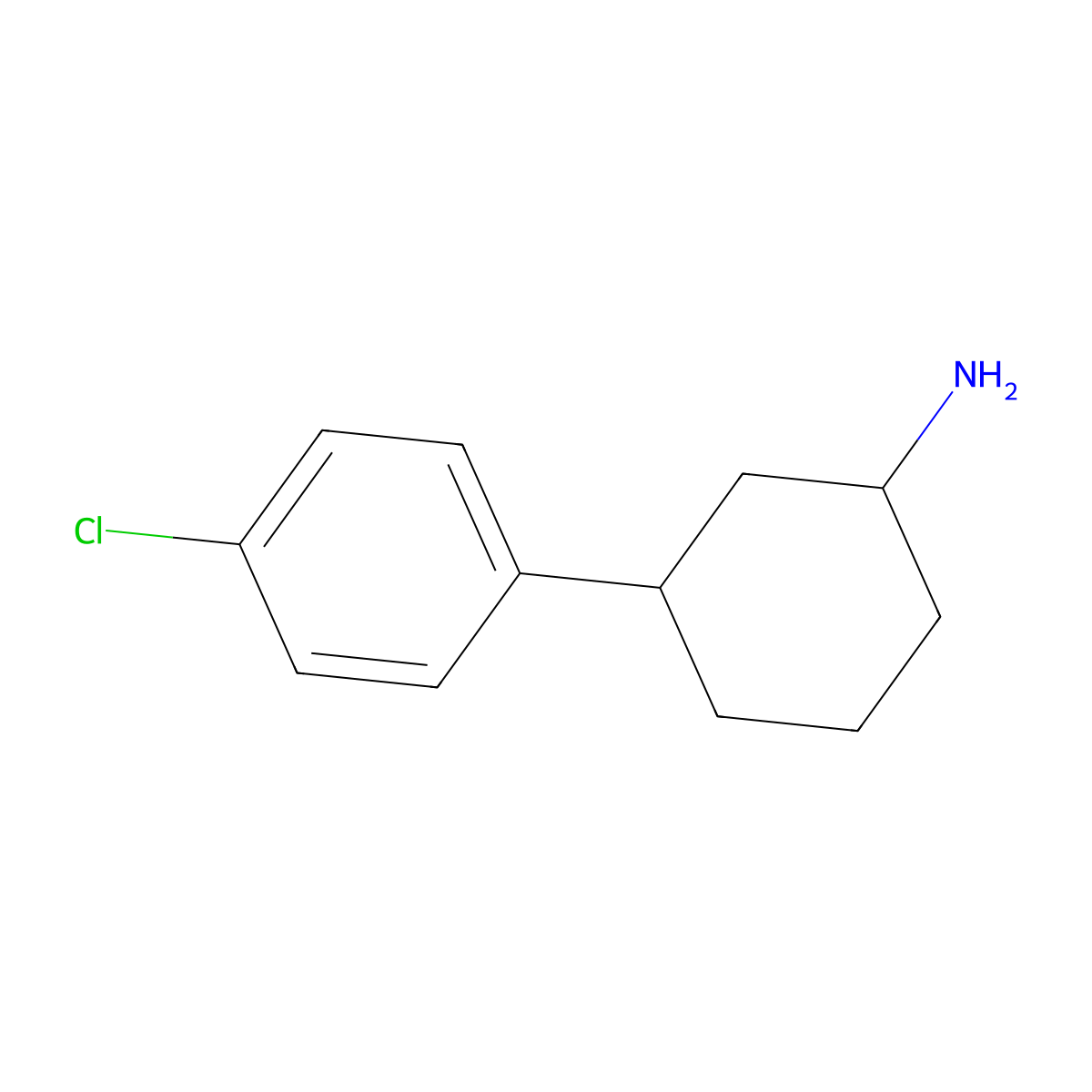 3-(4-Chlorophenyl)cyclohexan-1-amine molecular structure, CAS 1340140-98-8