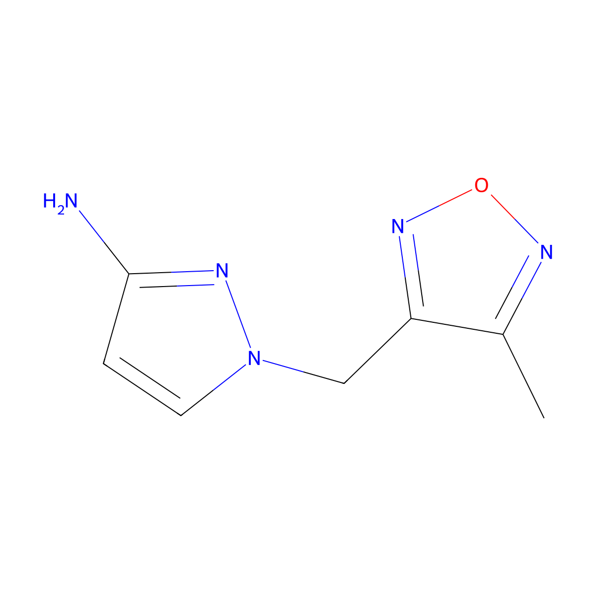 1-((4-Methyl-1,2,5-oxadiazol-3-yl)methyl)-1h-pyrazol-3-amine molecular structure, CAS 1340141-79-8