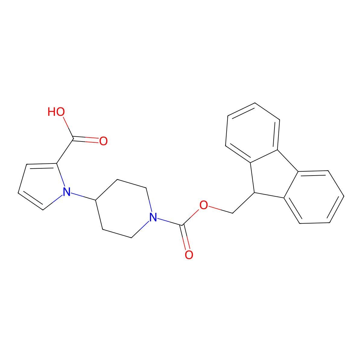1-(1-{[(9H-fluoren-9-yl)methoxy]carbonyl}piperidin-4-yl)-1H-pyrrole-2-carboxylic acid molecular structure, CAS 1340142-20-2