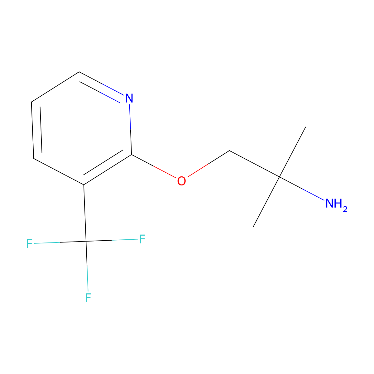 2-(2-Amino-2-methylpropoxy)-3-(trifluoromethyl)pyridine molecular structure, CAS 1340143-02-3