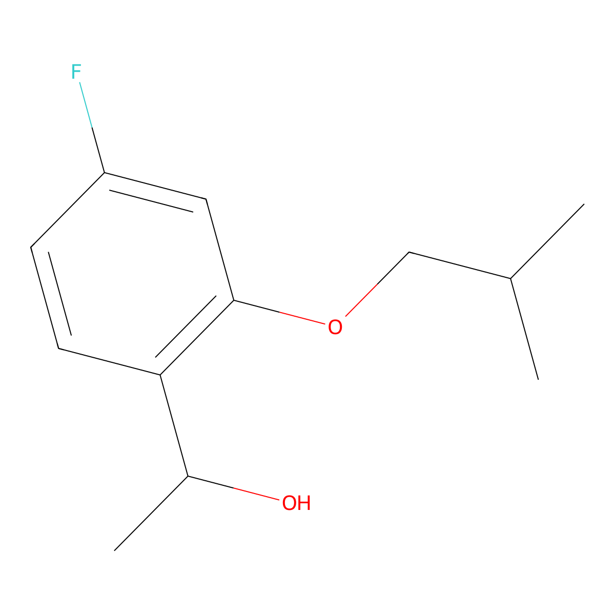 1-(4-Fluoro-2-isobutoxyphenyl)ethanol molecular structure, CAS 1340148-79-9