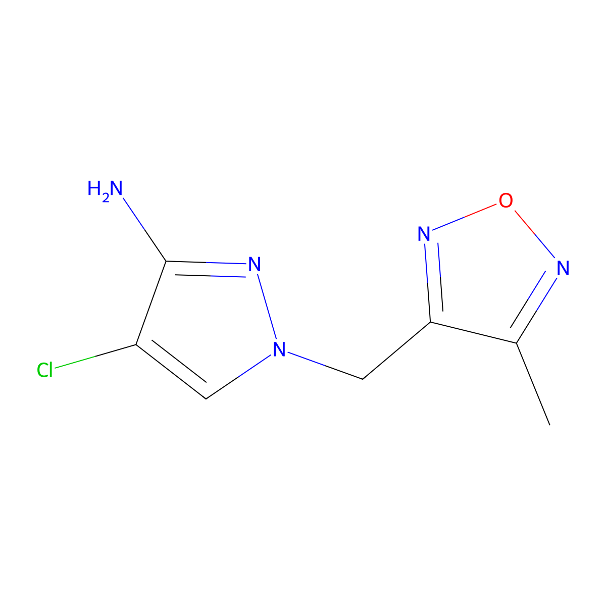 4-chloro-1-[(4-methyl-1,2,5-oxadiazol-3-yl)methyl]-1H-pyrazol-3-amine molecular structure, CAS 1340151-16-7