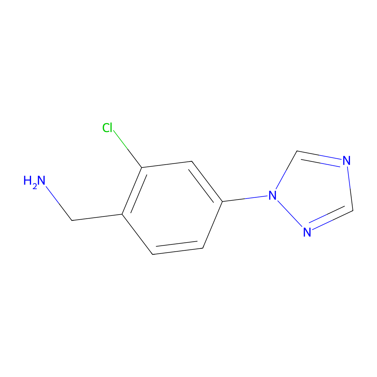 [2-chloro-4-(1H-1,2,4-triazol-1-yl)phenyl]methanamine molecular structure, CAS 1340151-84-9