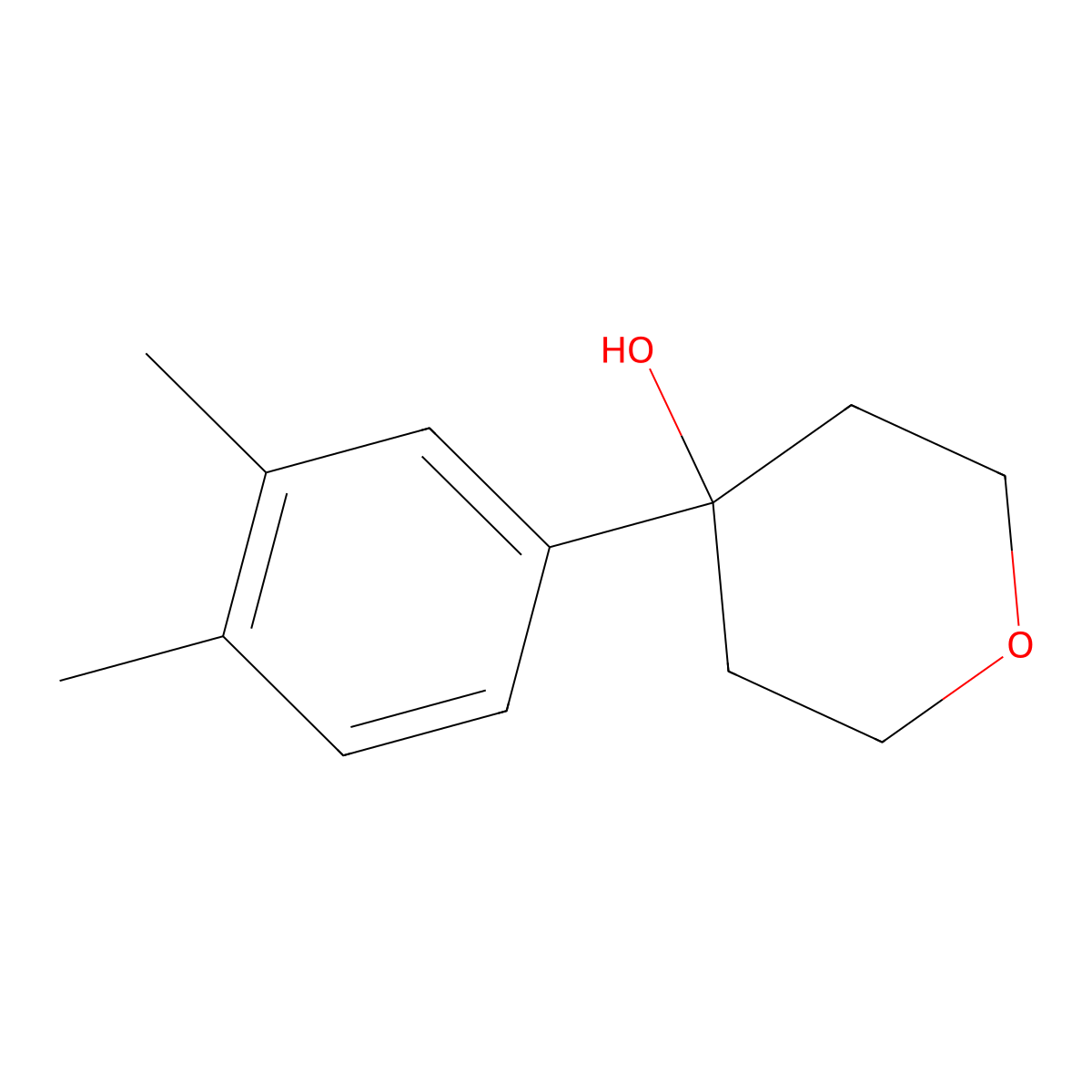 4-(3,4-dimethylphenyl)tetrahydro-2H-pyran-4-ol molecular structure, CAS 1340153-23-2