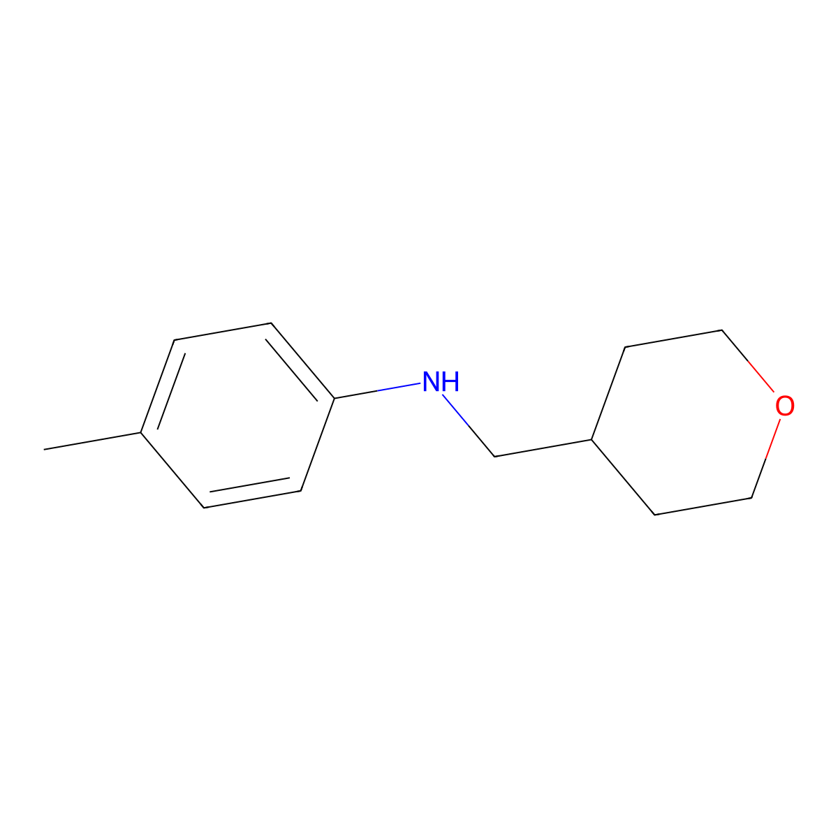 4-methyl-N-[(oxan-4-yl)methyl]aniline molecular structure, CAS 1340158-87-3