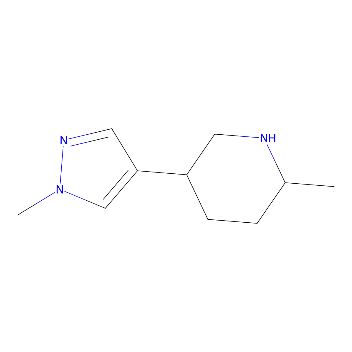 2-Methyl-5-(1-methyl-1H-pyrazol-4-yl)piperidine molecular structure, CAS 1340159-08-1
