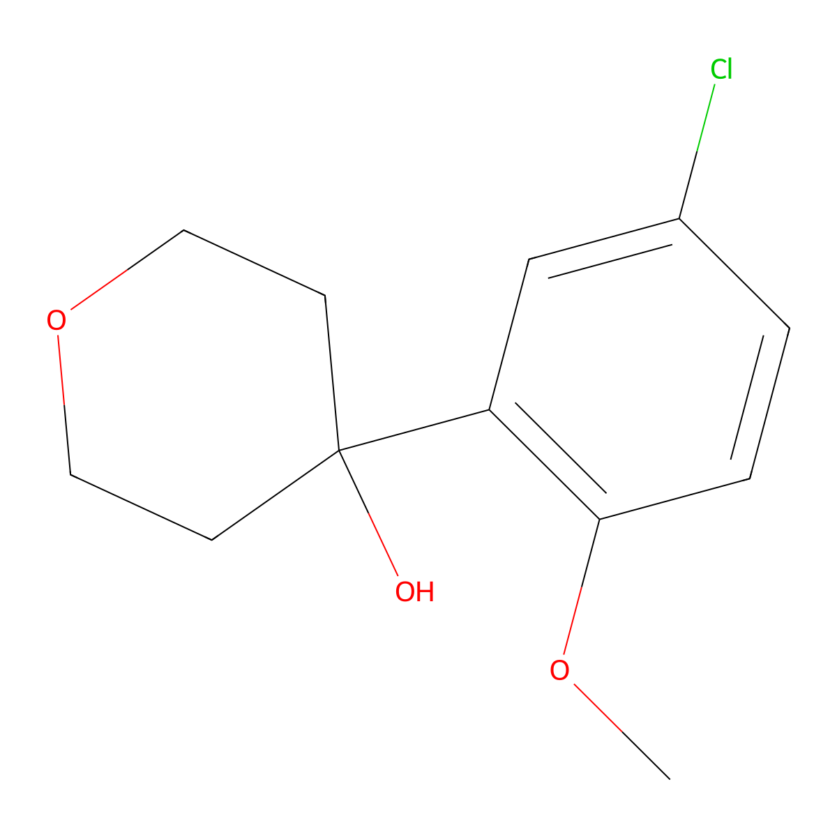 4-(5-Chloro-2-methoxyphenyl)tetrahydro-2H-pyran-4-ol molecular structure, CAS 1340159-51-4