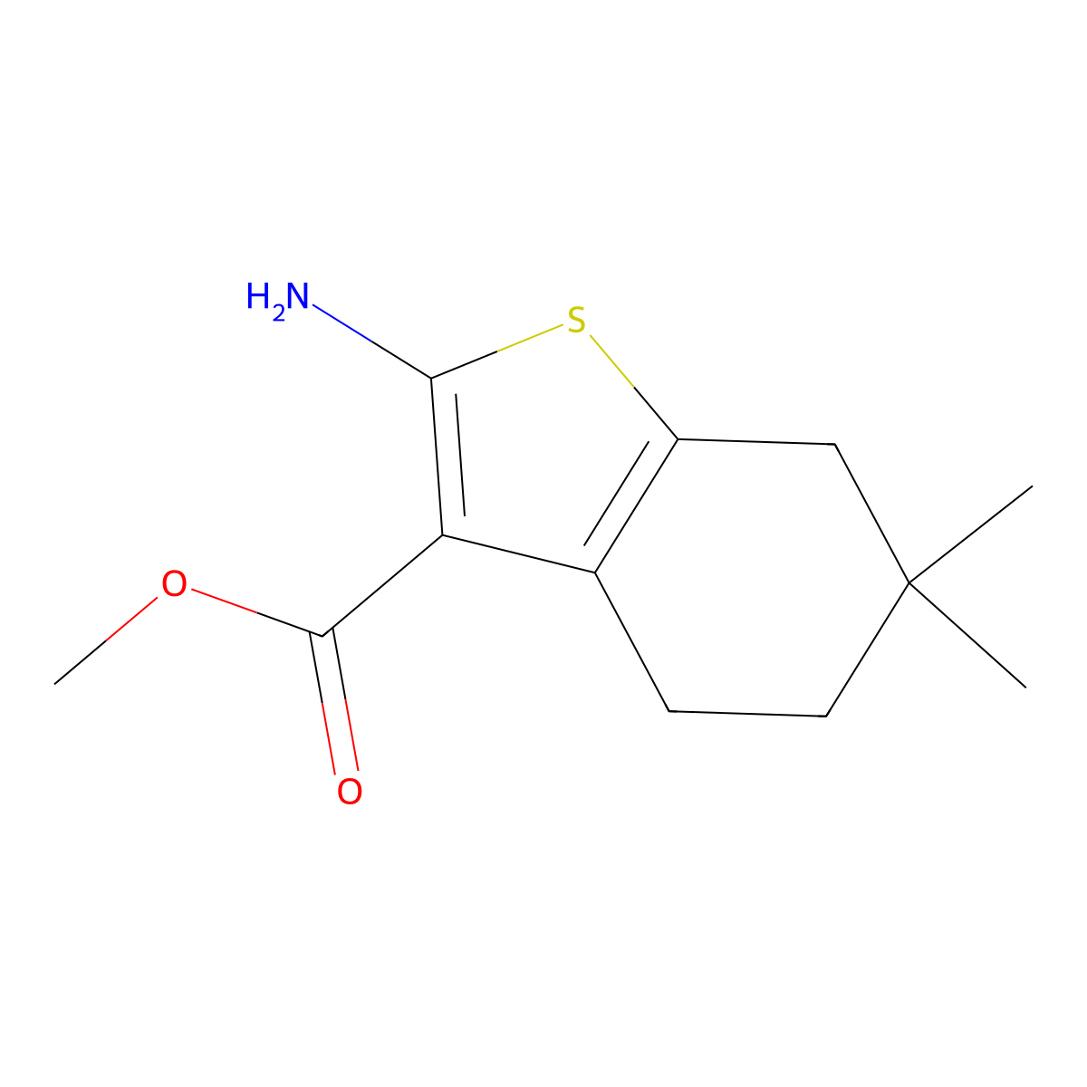 Methyl 2-amino-6,6-dimethyl-4,5,6,7-tetrahydrobenzo[b]thiophene-3-carboxylate molecular structure, CAS 1340164-13-7