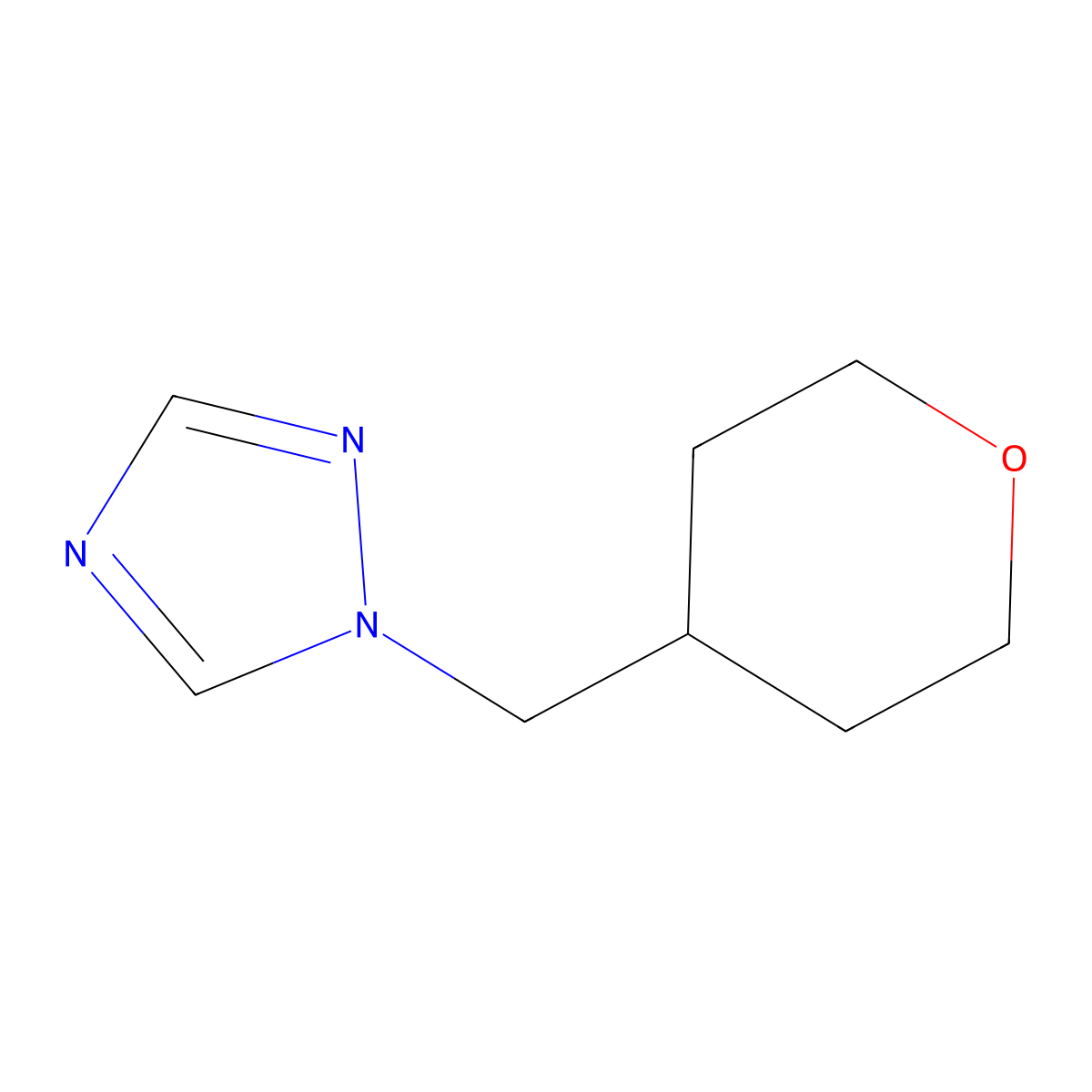 1-[(oxan-4-yl)methyl]-1H-1,2,4-triazole molecular structure, CAS 1340165-32-3