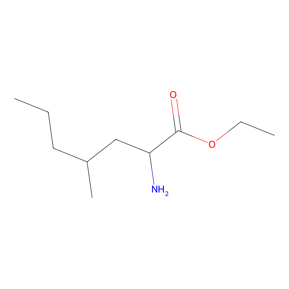Ethyl 2-amino-4-methylheptanoate molecular structure, CAS 1340167-25-0