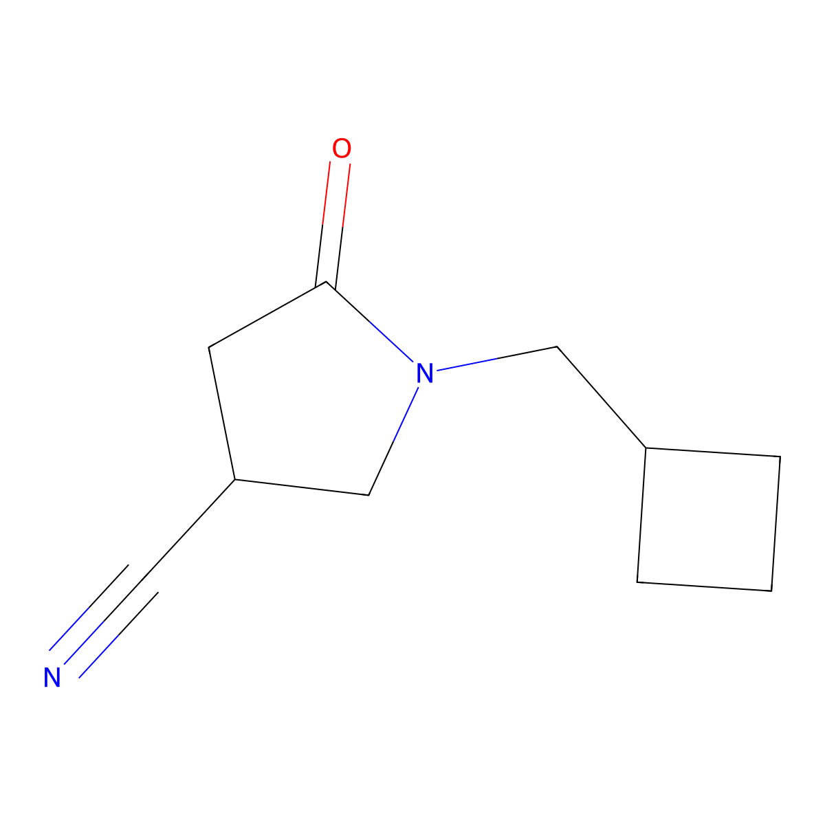 1-(Cyclobutylmethyl)-5-oxopyrrolidine-3-carbonitrile molecular structure, CAS 1340167-38-5