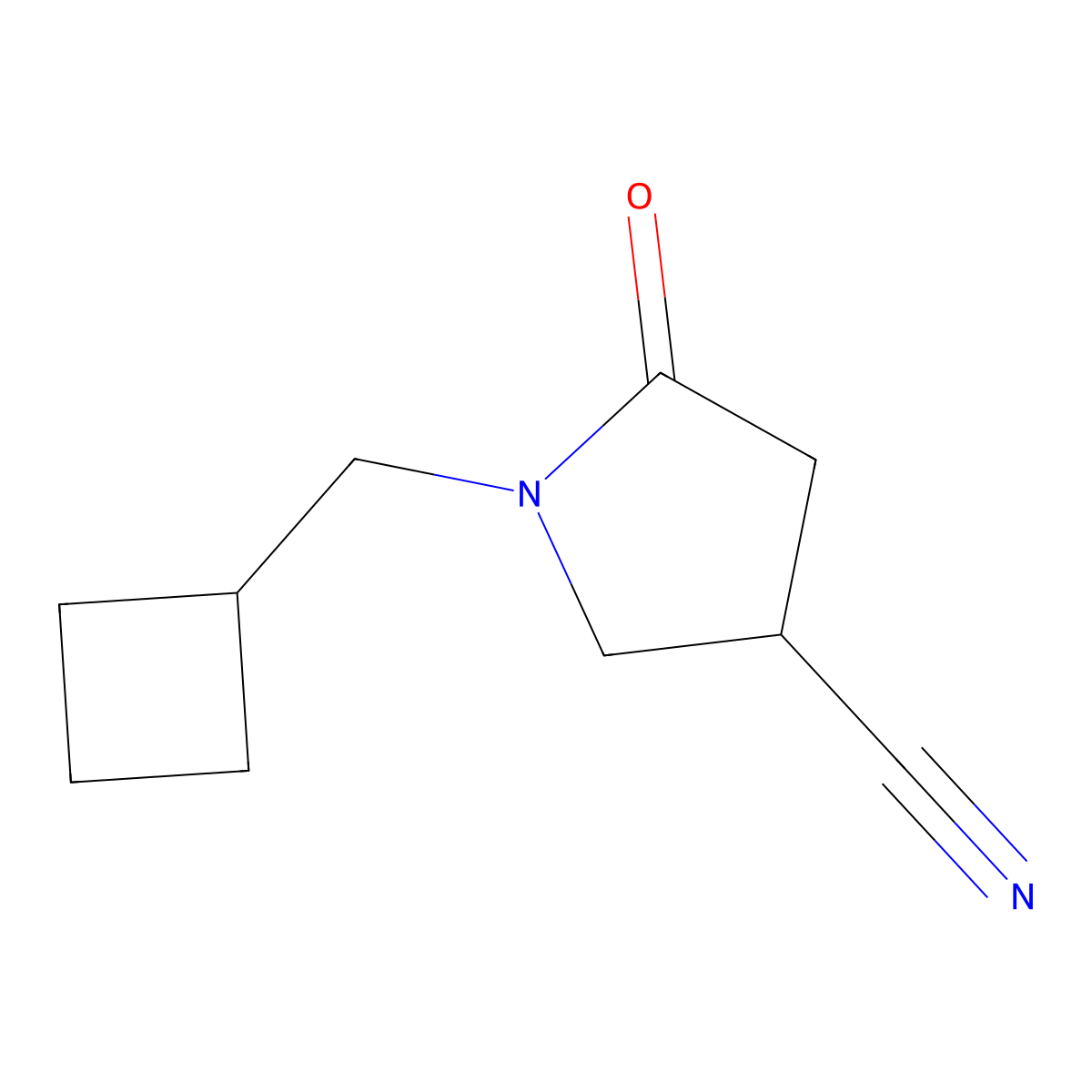 1-(Cyclobutylmethyl)-5-oxopyrrolidine-3-carbonitrile molecular structure, CAS 1340167-38-5