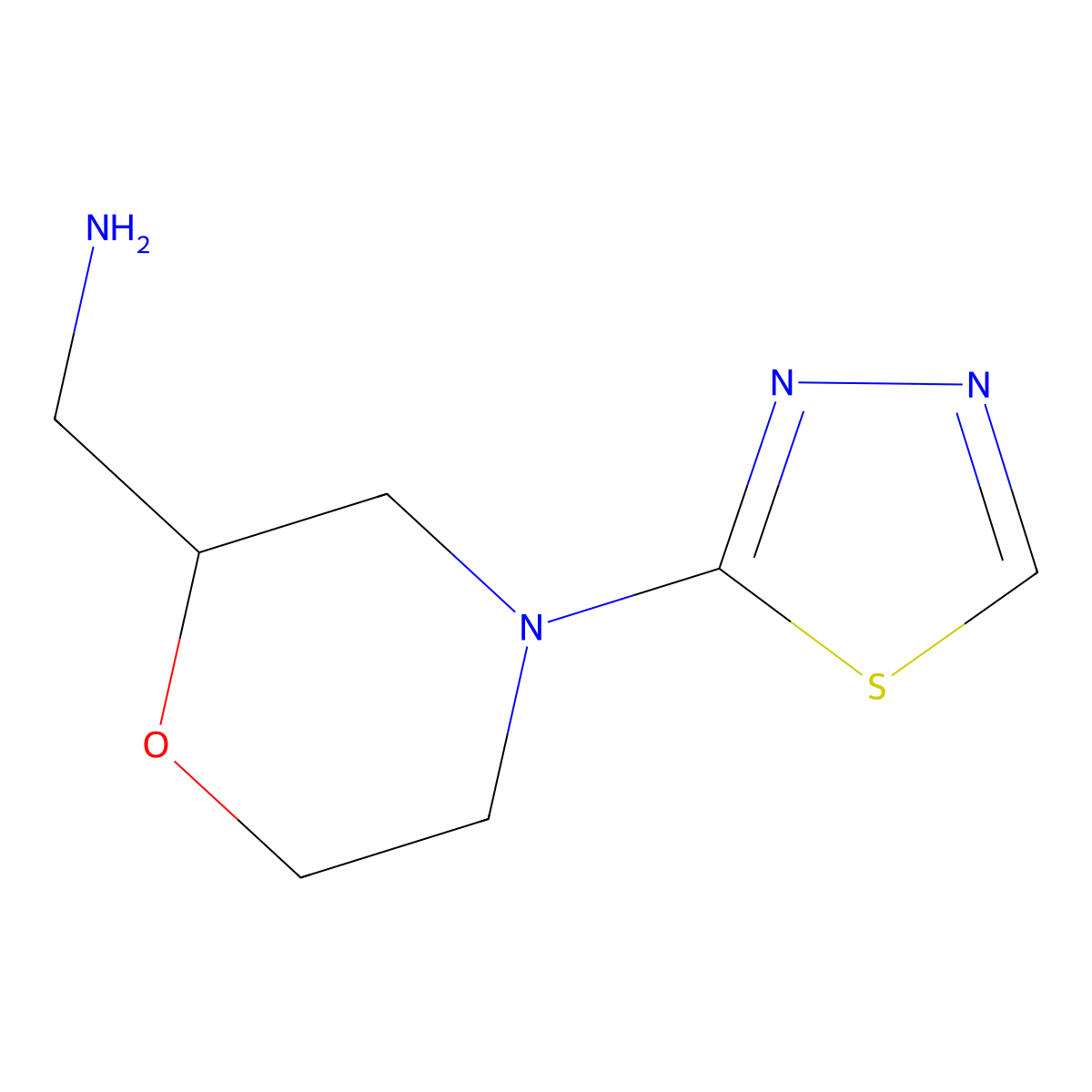 (4-(1,3,4-Thiadiazol-2-yl)morpholin-2-yl)methanamine molecular structure, CAS 1340167-56-7