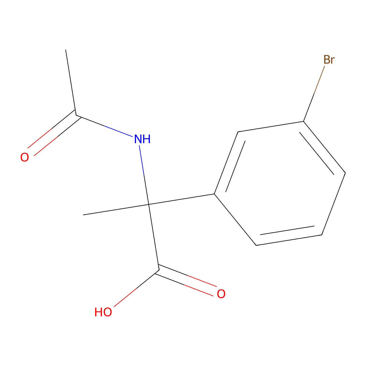2-(3-Bromophenyl)-2-acetamidopropanoic acid molecular structure, CAS 1340169-47-2