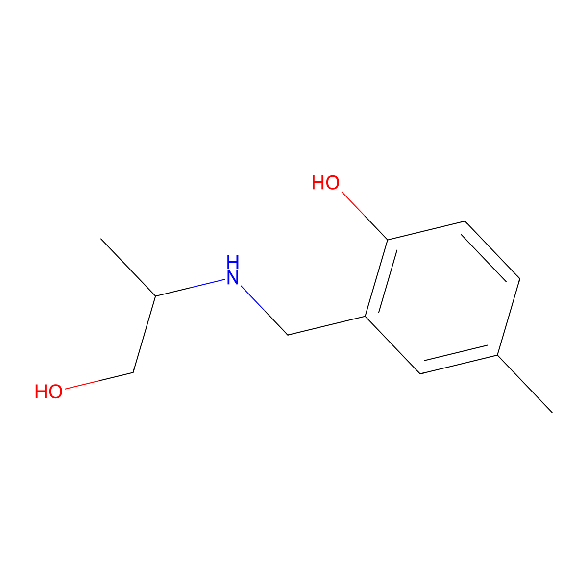 2-{[(1-Hydroxypropan-2-yl)amino]methyl}-4-methylphenol molecular structure, CAS 1340174-50-6