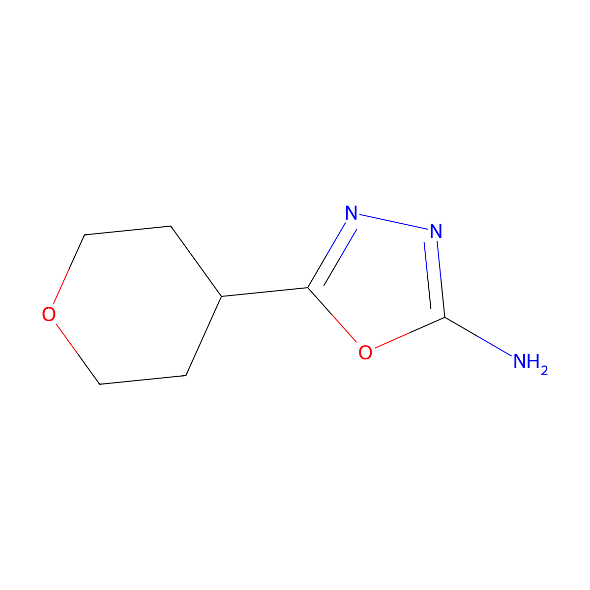 5-(Oxan-4-yl)-1,3,4-oxadiazol-2-amine molecular structure, CAS 1340177-79-8