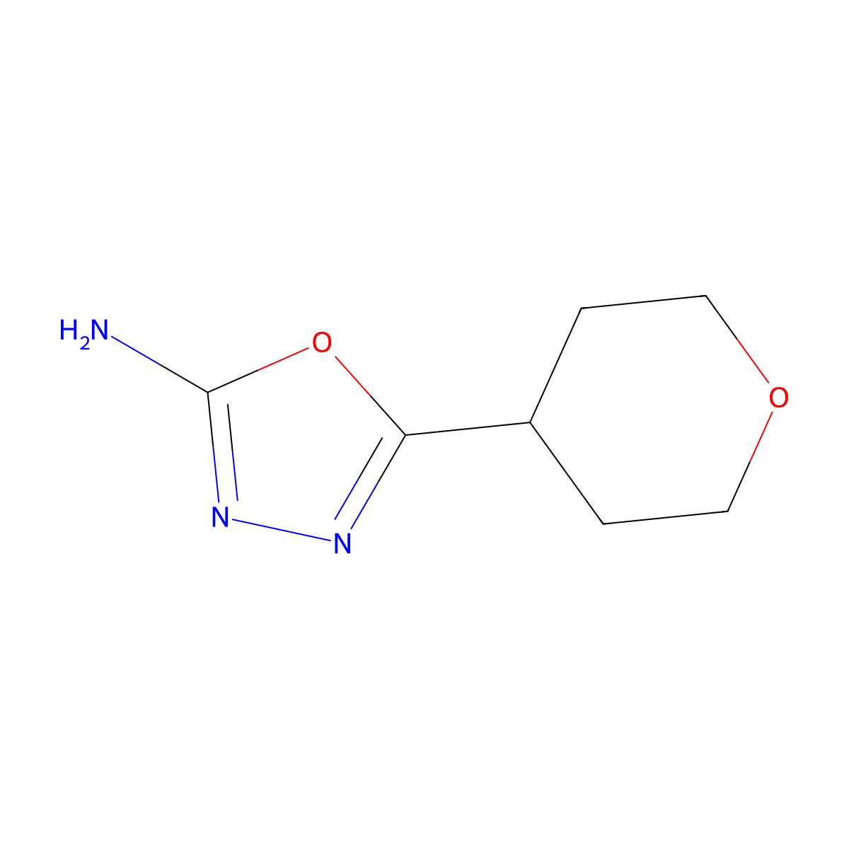 5-(Oxan-4-yl)-1,3,4-oxadiazol-2-amine molecular structure, CAS 1340177-79-8