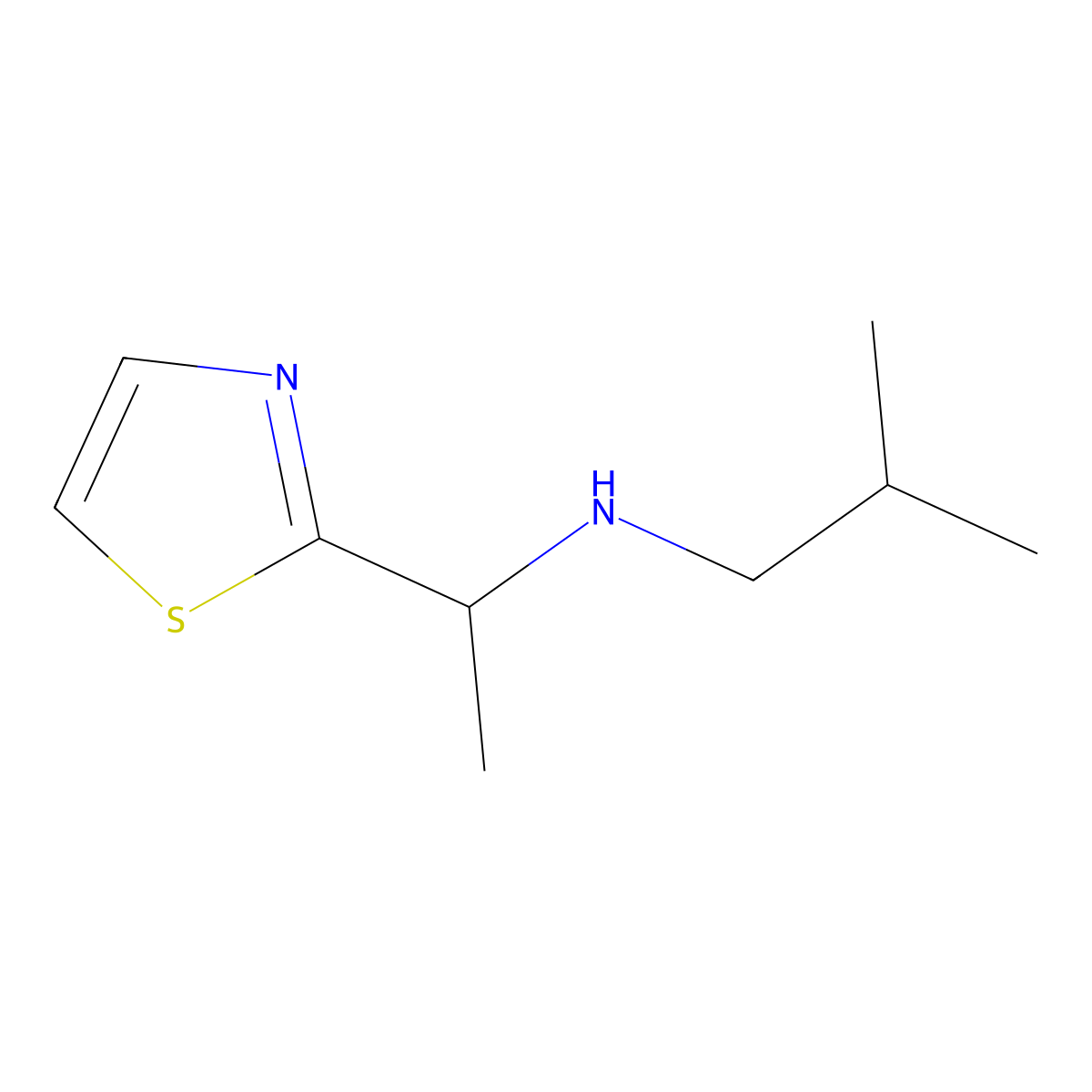 (2-Methylpropyl)[1-(1,3-thiazol-2-yl)ethyl]amine molecular structure, CAS 1340178-90-6