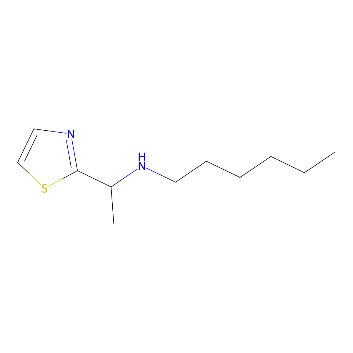 Hexyl[1-(1,3-thiazol-2-yl)ethyl]amine molecular structure, CAS 1340179-11-4