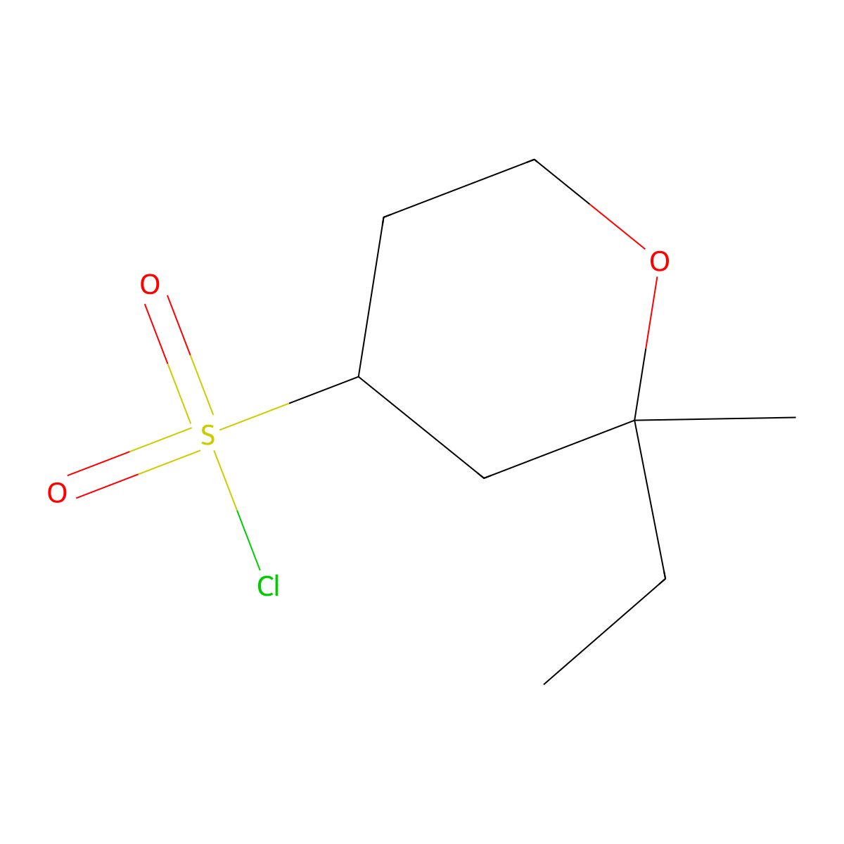 2-Ethyl-2-methyloxane-4-sulfonyl chloride molecular structure, CAS 1340179-66-9