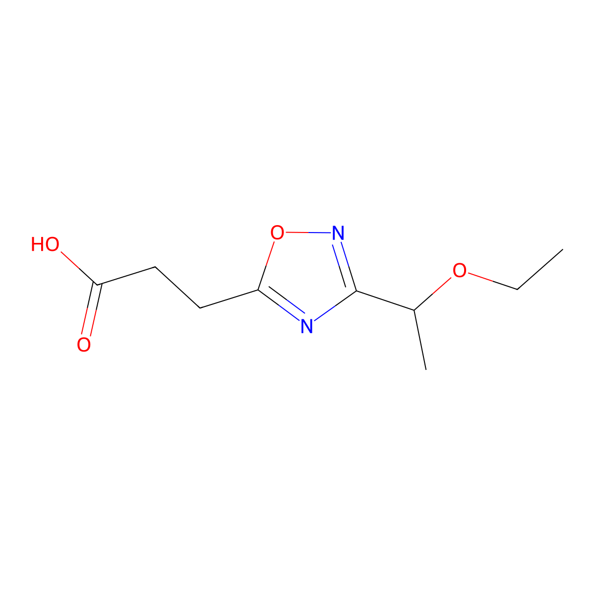 3-[3-(1-Ethoxyethyl)-1,2,4-oxadiazol-5-yl]propanoic acid molecular structure, CAS 1340179-73-8