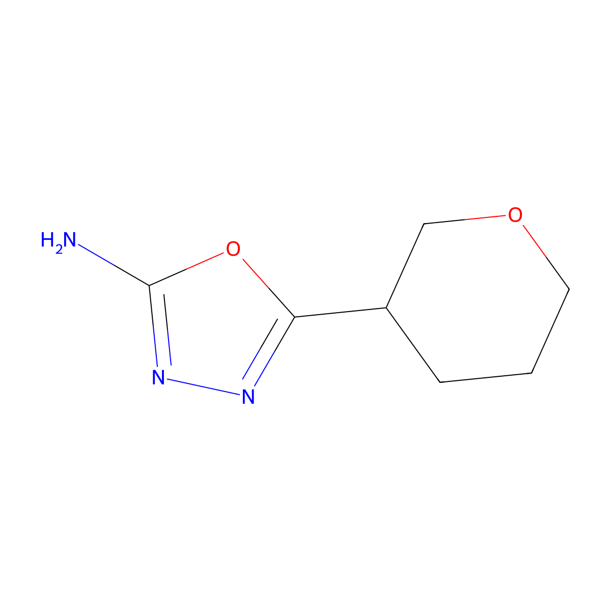 5-(Oxan-3-yl)-1,3,4-oxadiazol-2-amine molecular structure, CAS 1340180-22-4