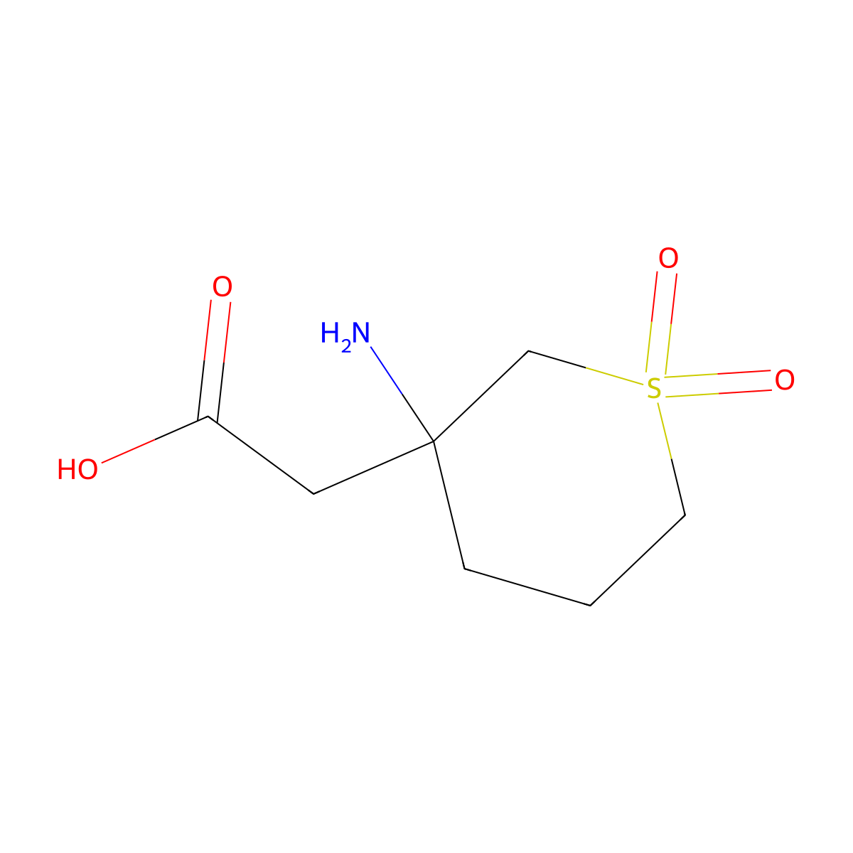 2-(3-Amino-1,1-dioxidotetrahydro-2h-thiopyran-3-yl)acetic acid molecular structure, CAS 1340181-64-7