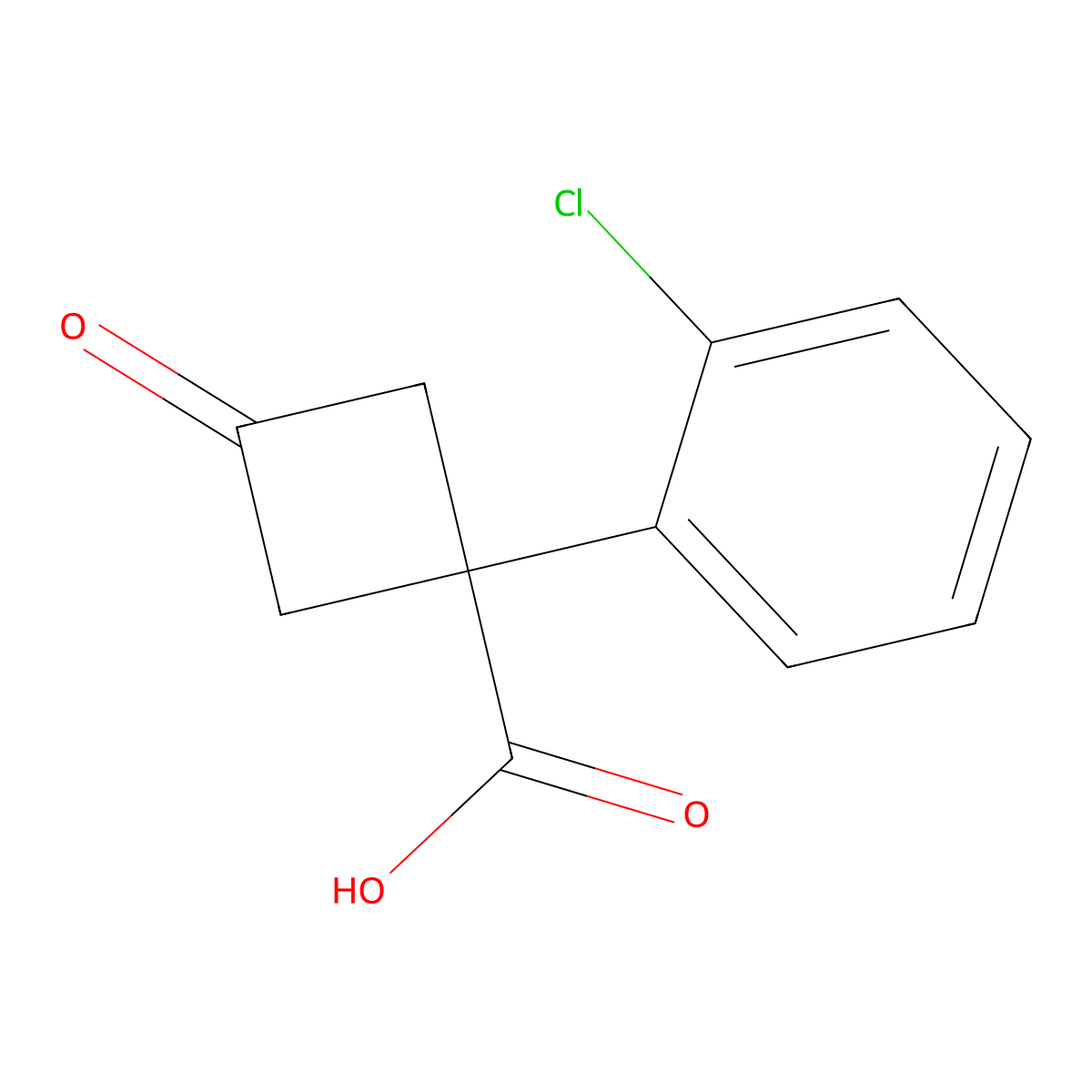 1-(2-Chlorophenyl)-3-oxocyclobutane-1-carboxylic acid molecular structure, CAS 1340181-71-6