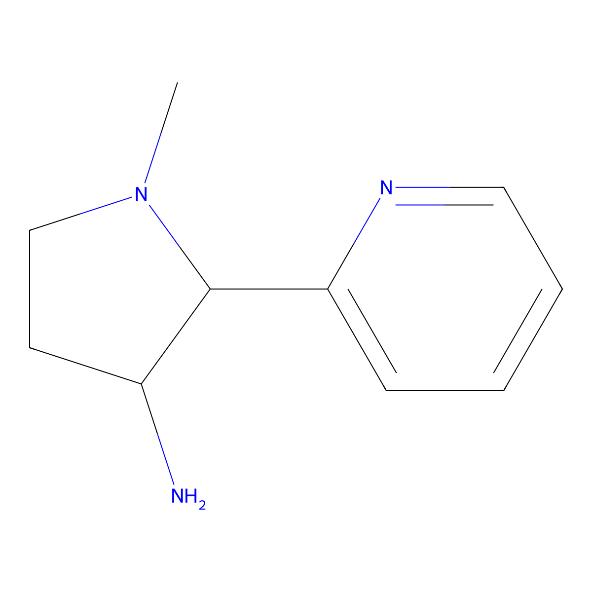 1-Methyl-2-(pyridin-2-yl)pyrrolidin-3-amine molecular structure, CAS 1340181-75-0