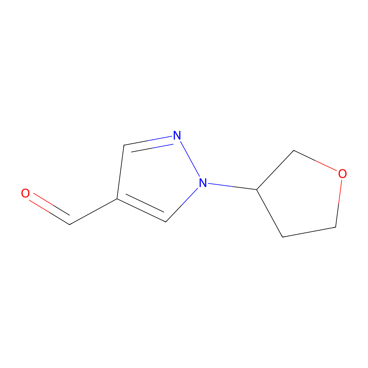 1-(oxolan-3-yl)-1H-pyrazole-4-carbaldehyde molecular structure, CAS 1340183-24-5