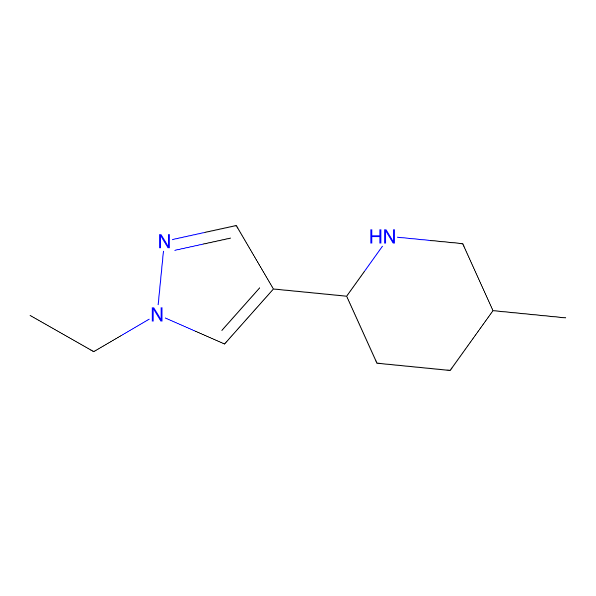 2-(1-ethyl-1H-pyrazol-4-yl)-5-methylpiperidine molecular structure, CAS 1340183-67-6