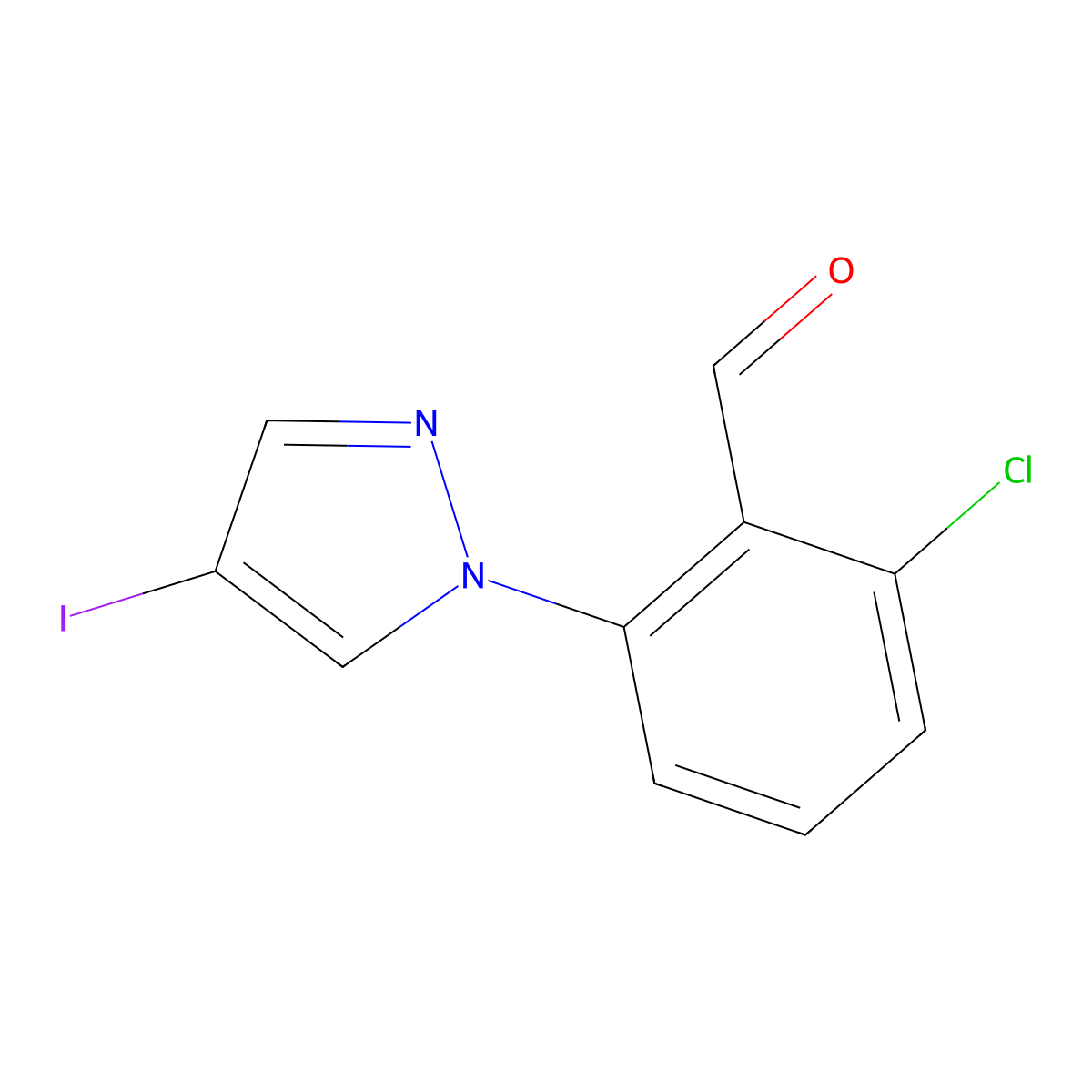 2-Chloro-6-(4-iodo-1H-pyrazol-1-yl)benzaldehyde molecular structure, CAS 1340183-74-5